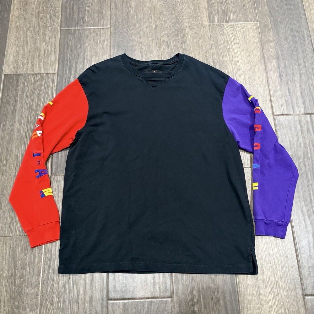 Jordan Long Sleeve Shirt Large Black Colorblock Streetwear Y2K